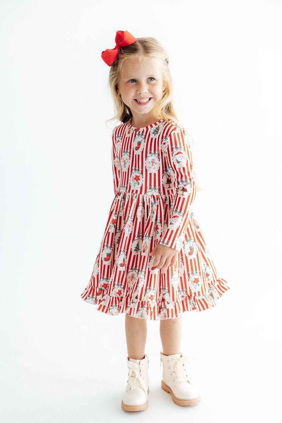 Santa's Sweet Shoppe L/S Ruffle Hem Twirl Dress