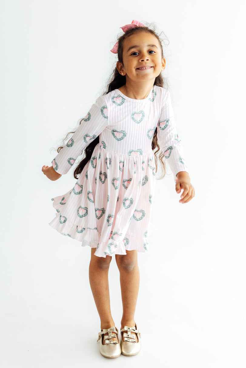 Christmas Charm L/S Ruffle Hem Twirl Dress