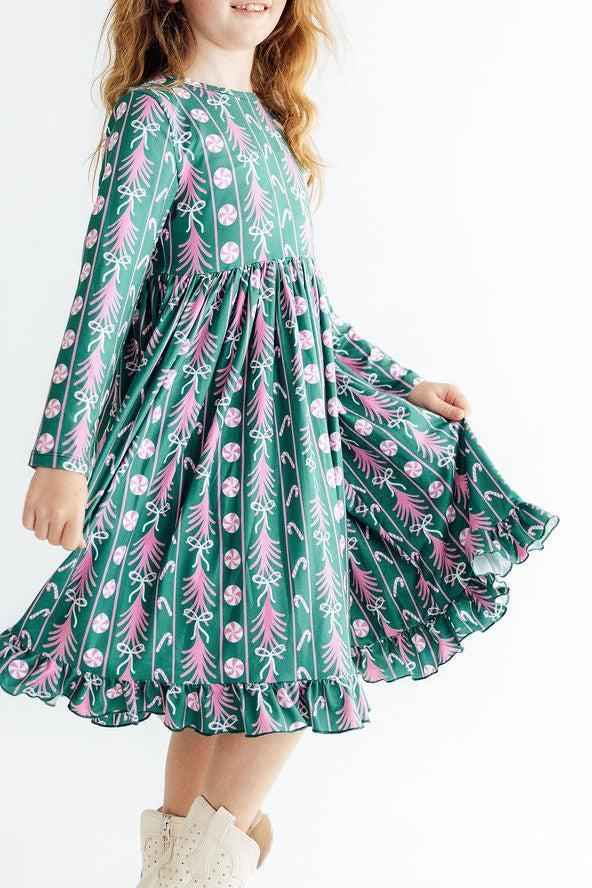 Christmas Treats L/S Ruffle Hem Twirl Dress