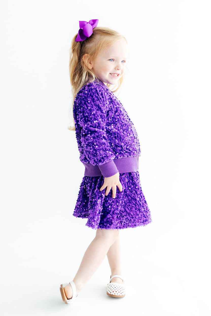 Purple Velvet Sequin Twirl Skort