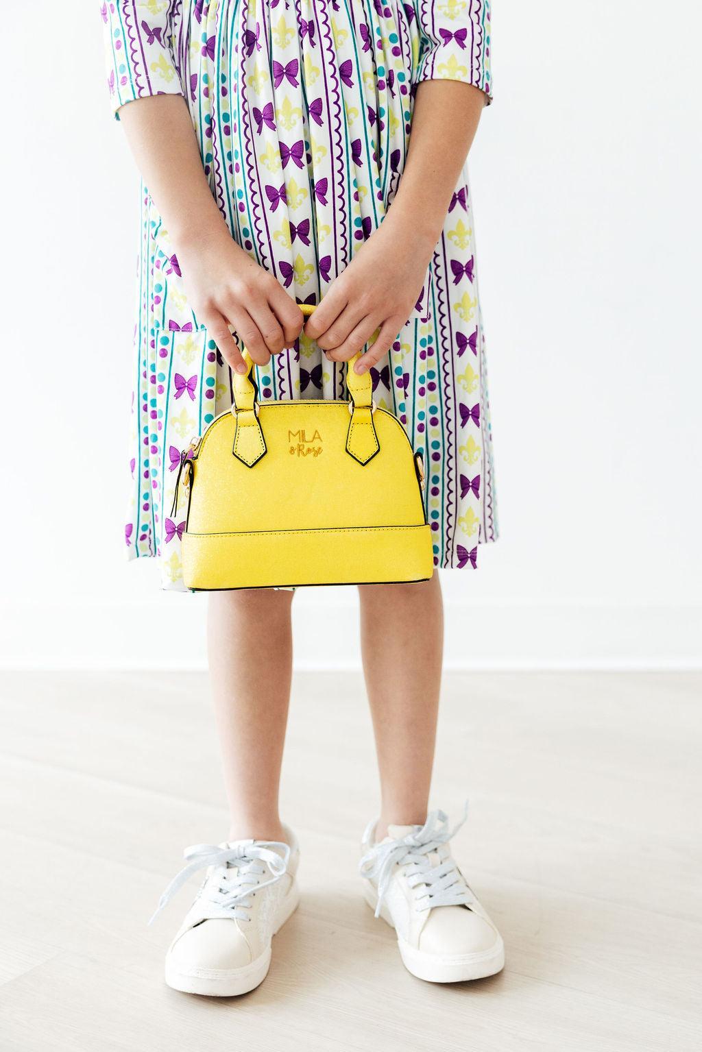 Neon Yellow Glitter Girl's Crossbody Purse - Image 3