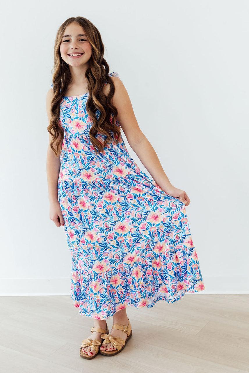 Watercolor Floral Ruffle Maxi Dress - Image 4
