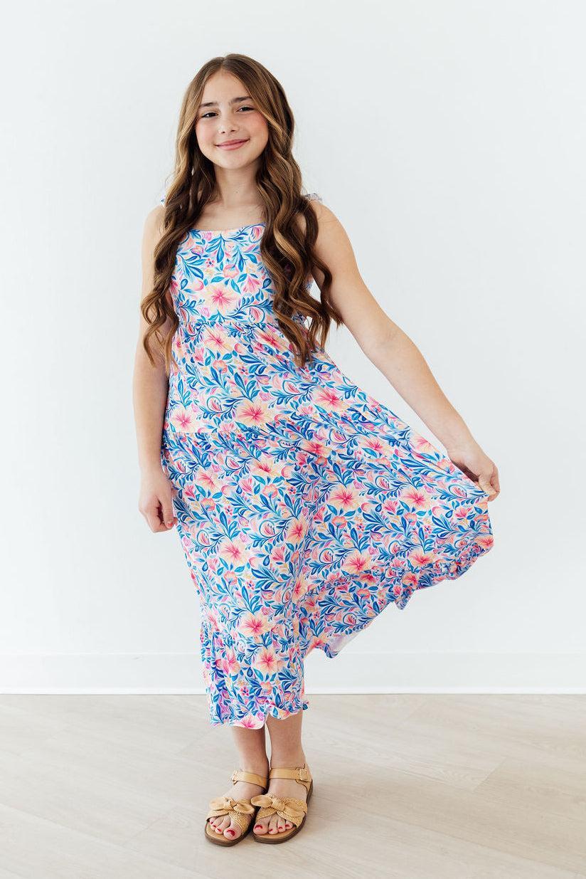 Watercolor Floral Ruffle Maxi Dress - Image 2