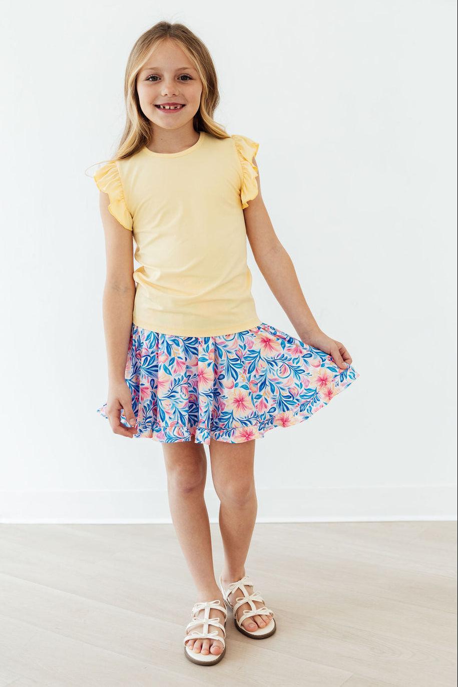 Watercolor Floral Ruffle Twirl Skort - Image 3