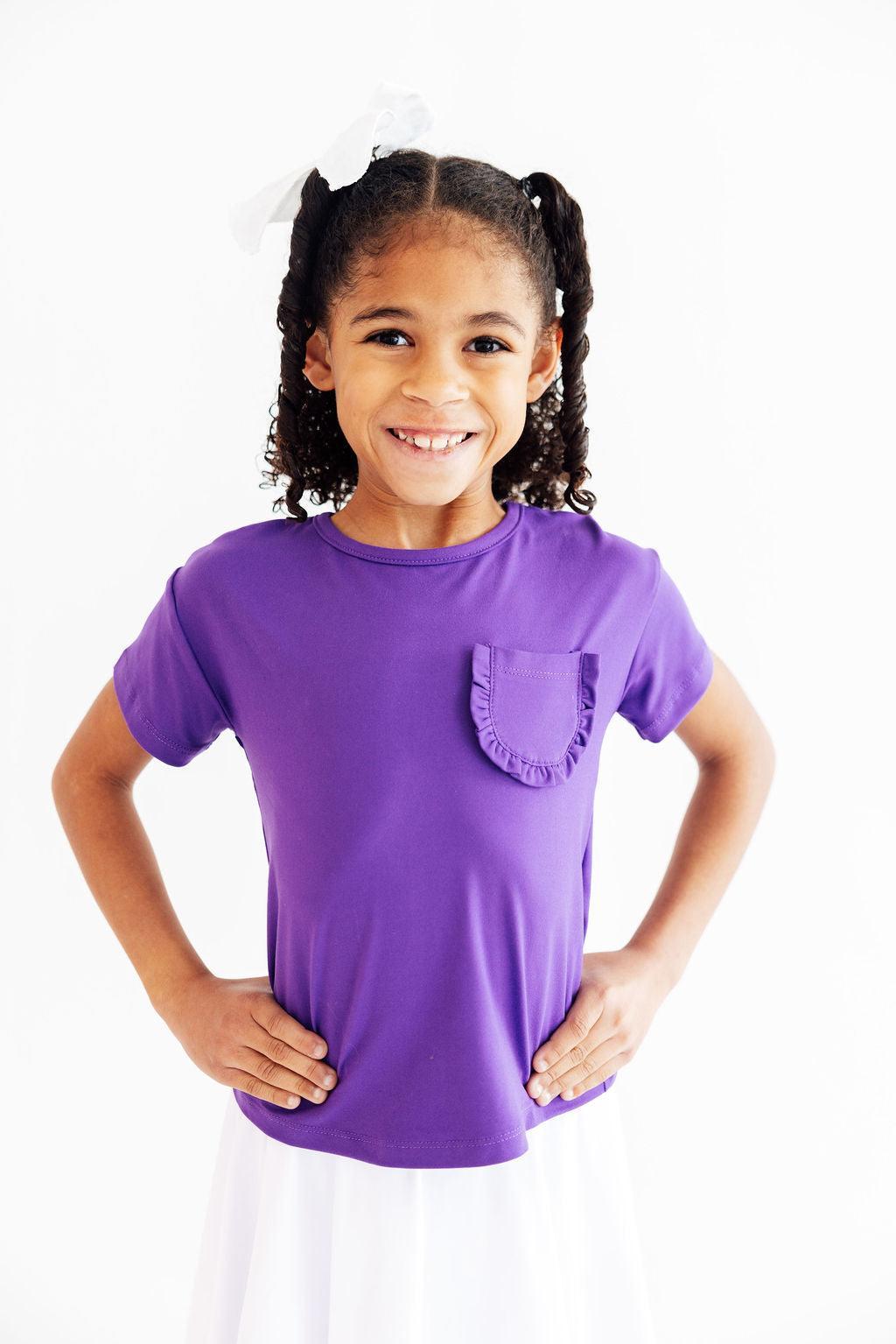 Purple Ruffle Pocket Tee - Image 3