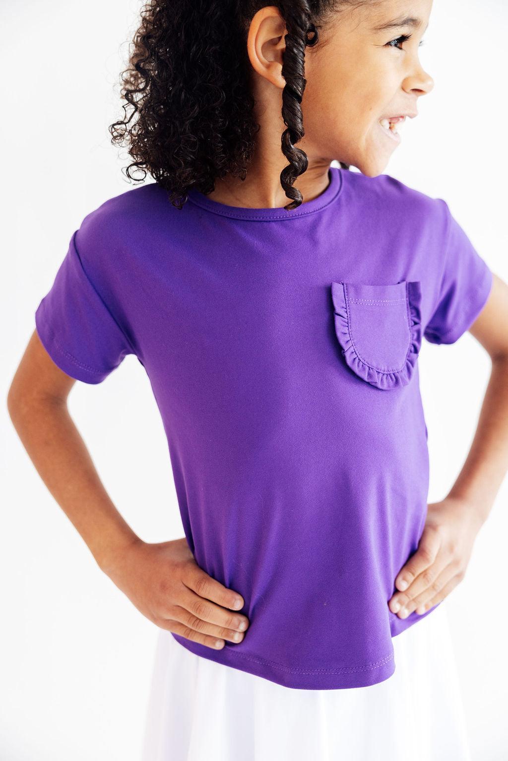 Purple Ruffle Pocket Tee - Image 2