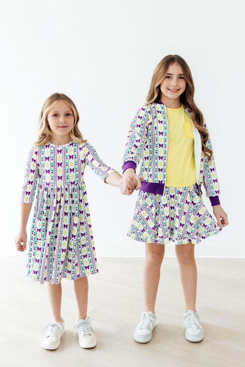 Mardi Gras 3/4 Sleeve Pocket Twirl Dress - Image 5