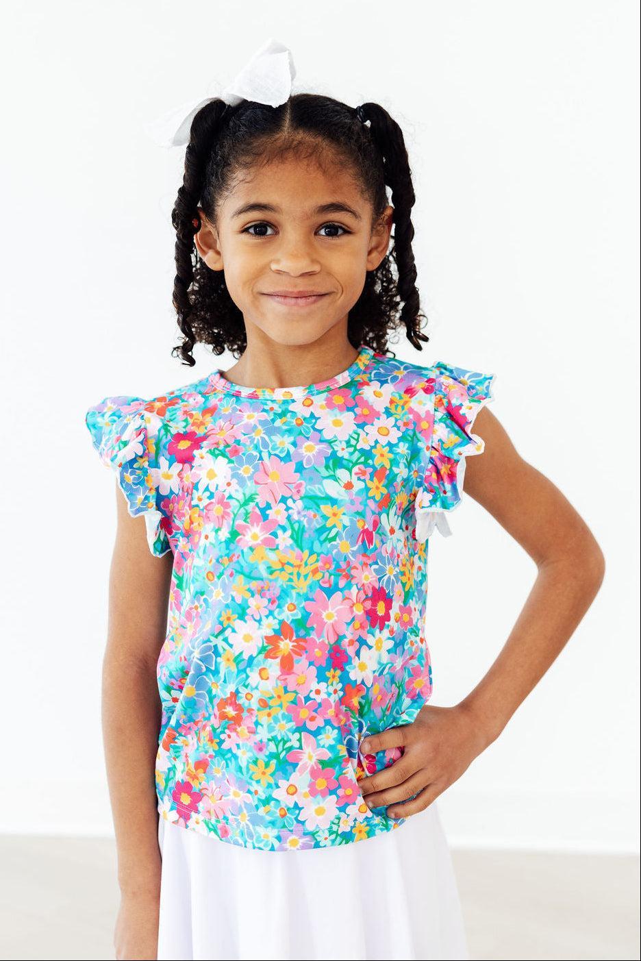 Preppy Floral S/S Ruffle Tee - Image 7