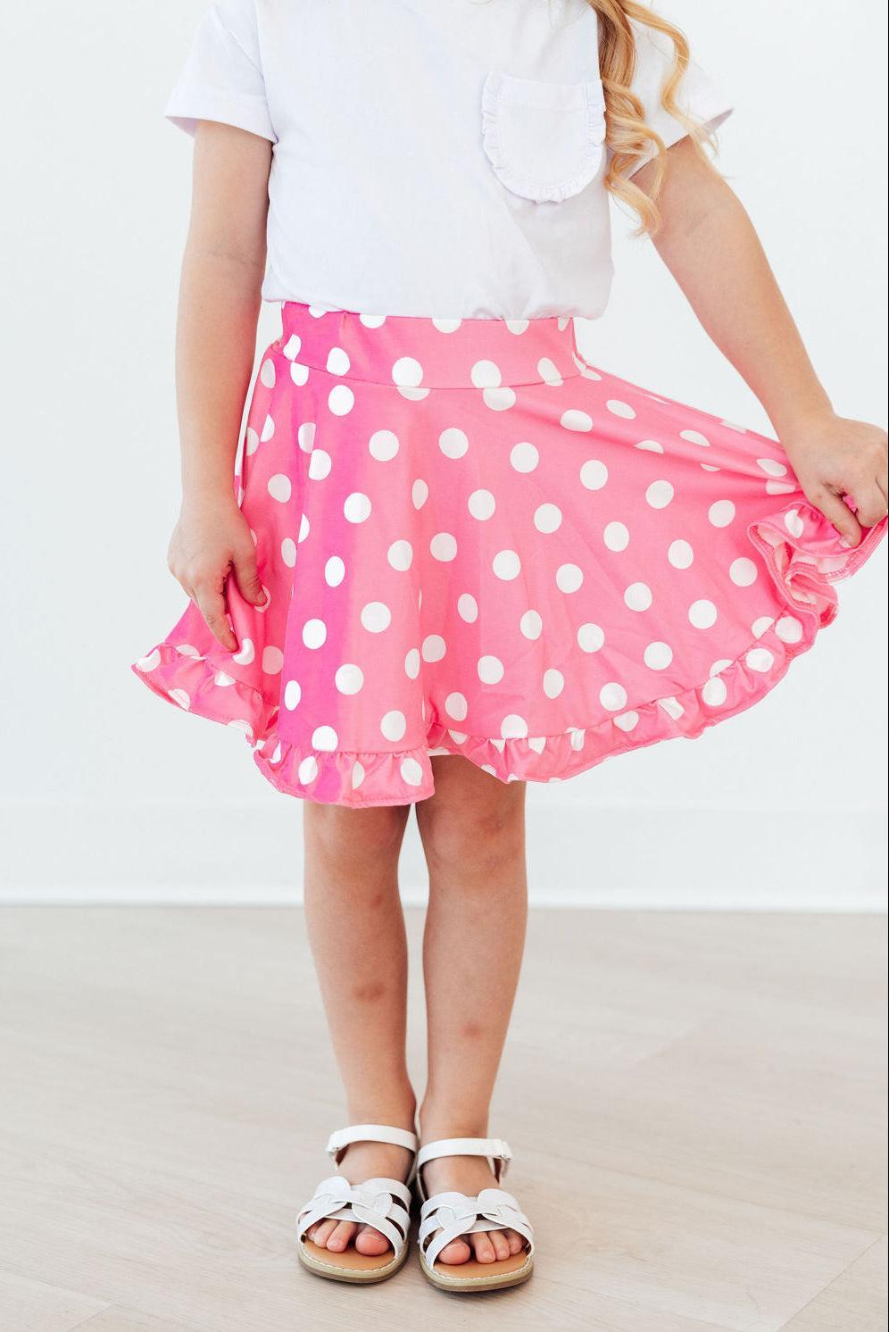 Pink Polka Dots Ruffle Twirl Skort - Image 3