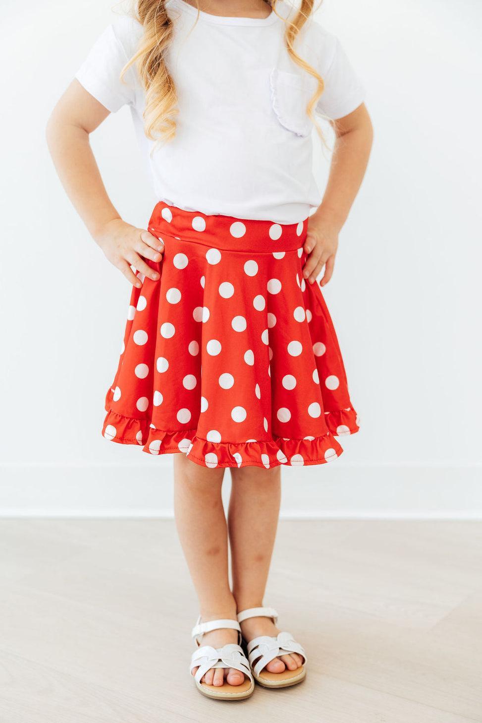 Red Polka Dots Ruffle Twirl Skort - Image 5