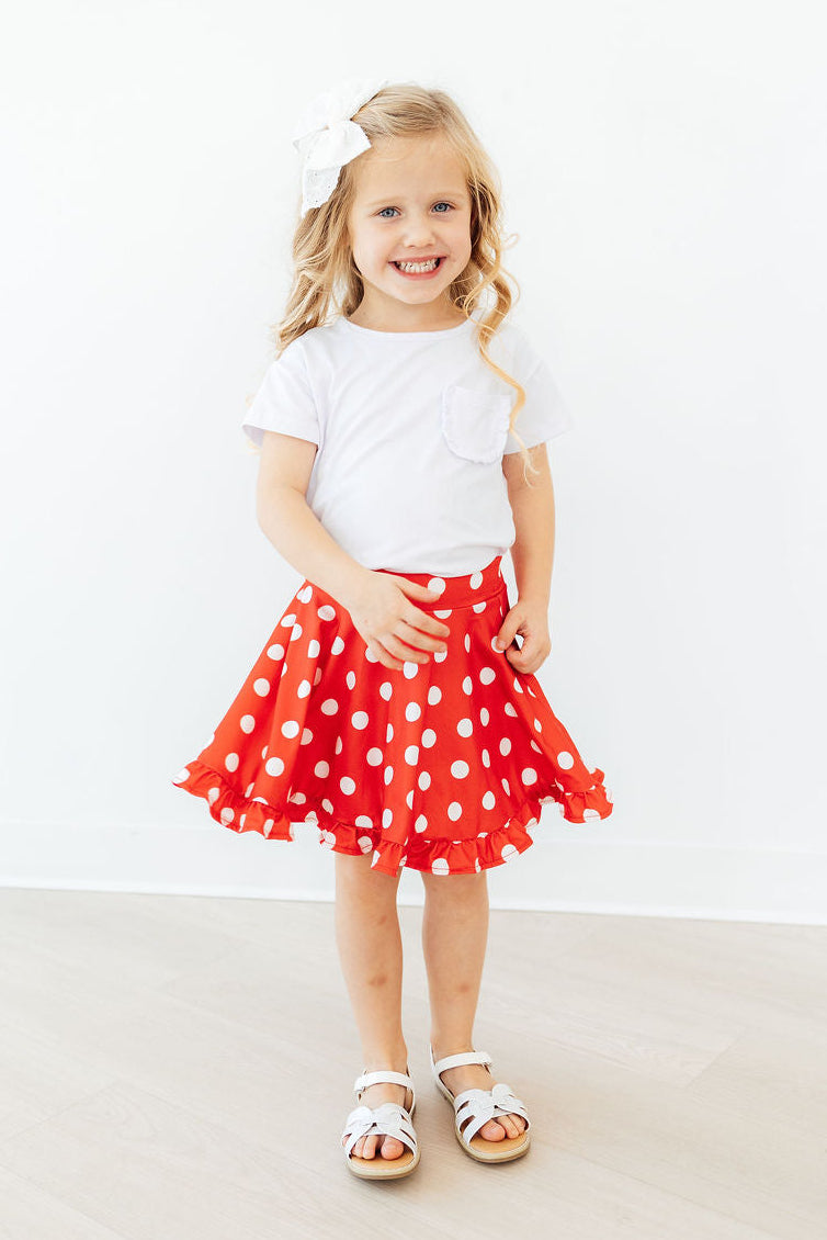 Red Polka Dots Ruffle Twirl Skort - Image 3