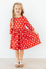 Red Polka Dots 3/4 Sleeve Pocket Twirl Dress - Image 6