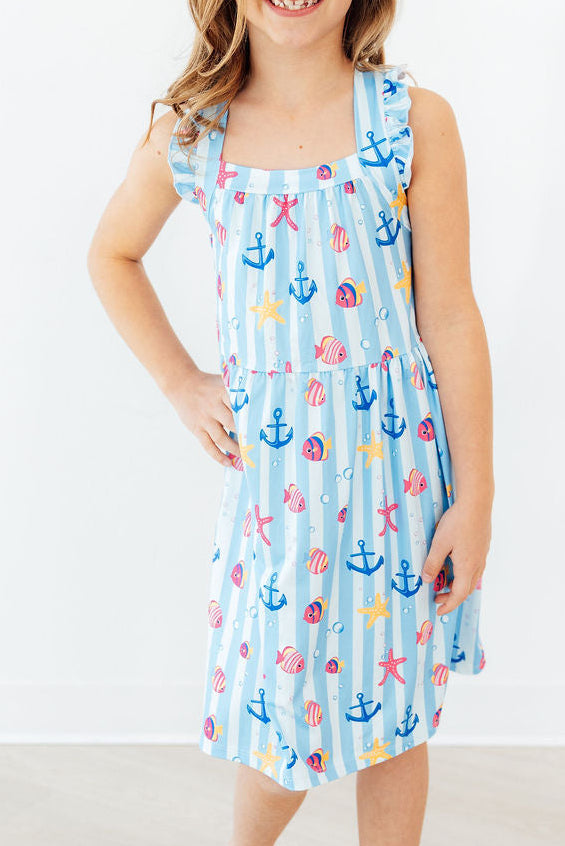 Tidepool Treasures Ruffle Cross Back Dress - Image 4