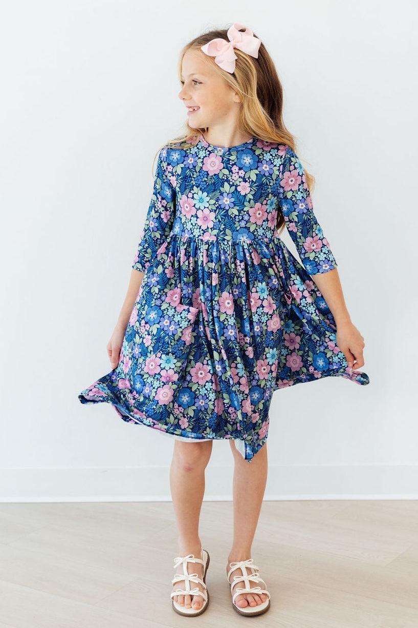 Whimsy 3/4 Sleeve Pocket Twirl Dress - Image 4