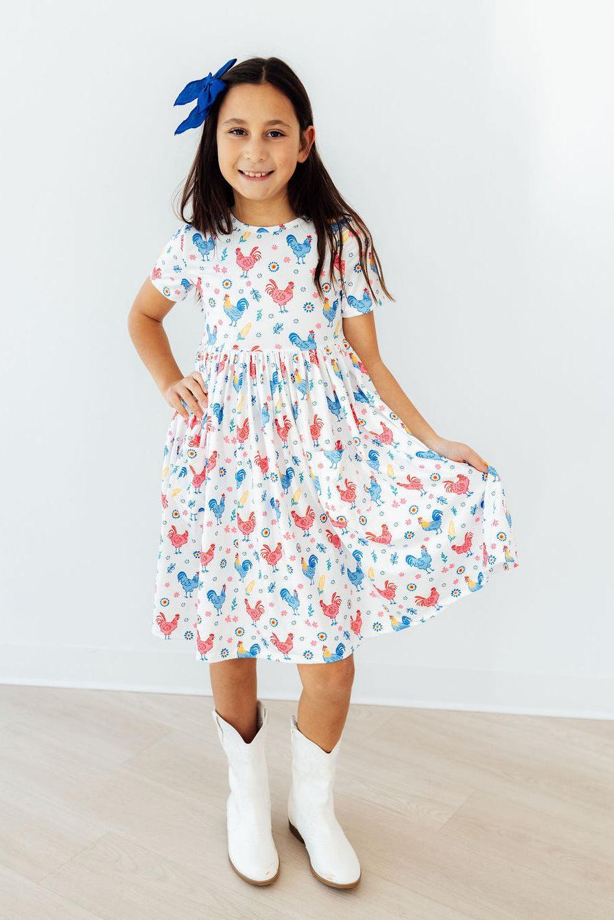 Rainbow Roosters S/S Pocket Twirl Dress - Image 2
