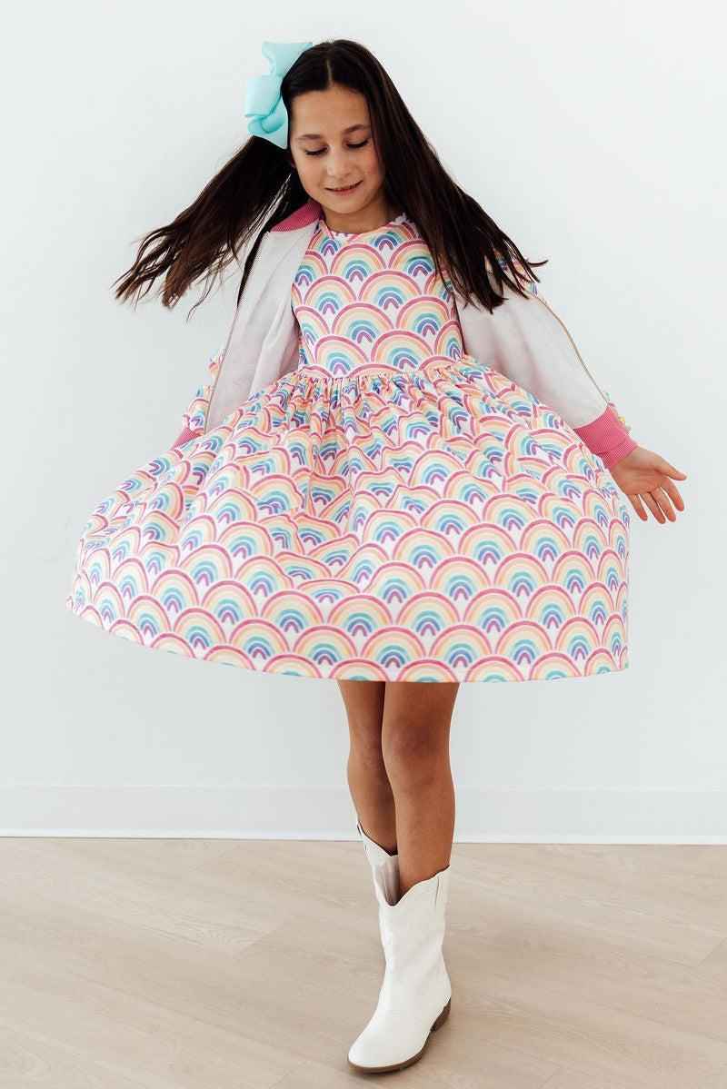 Watercolor Rainbows S/S Pocket Twirl Dress