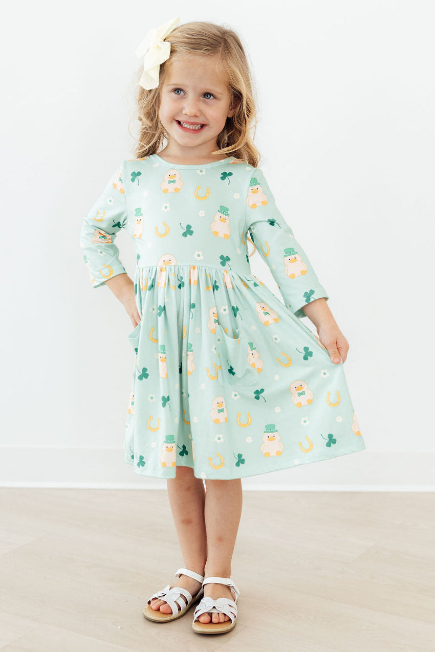 Lucky Duck 3/4 Sleeve Pocket Twirl Dress - Image 4