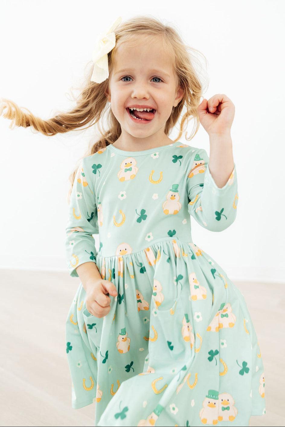 Lucky Duck 3/4 Sleeve Pocket Twirl Dress - Image 3