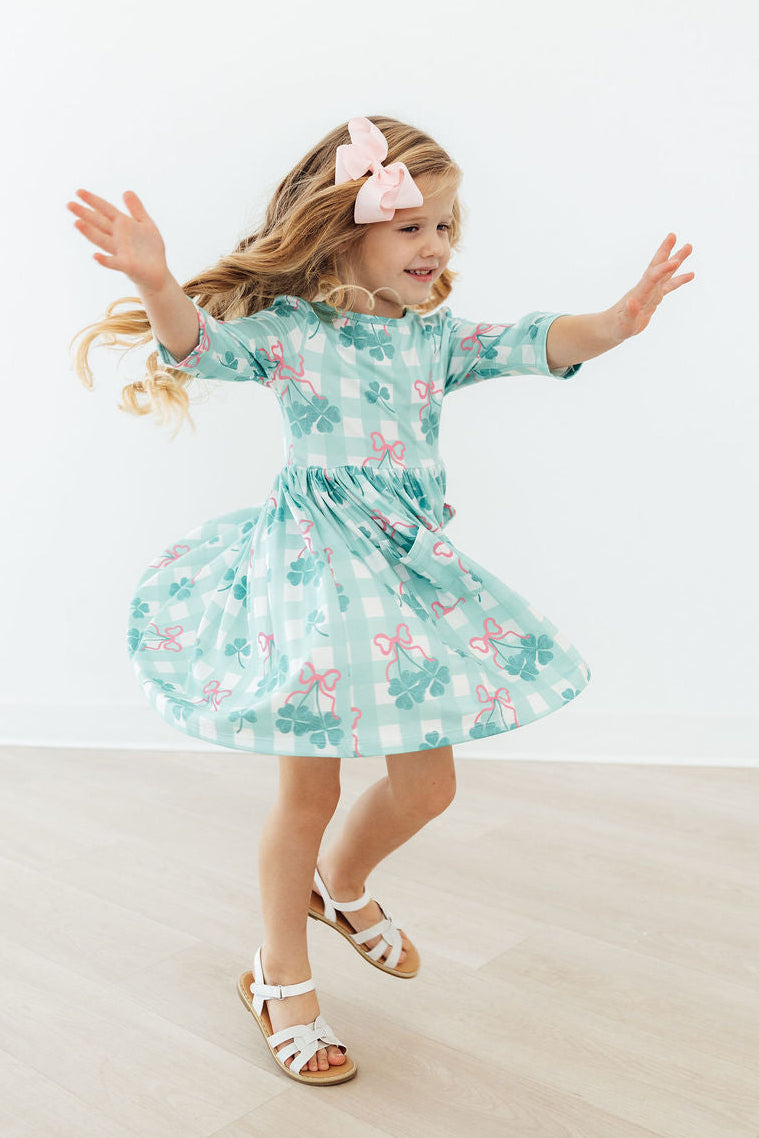 Shamrock Sweetheart 3/4 Sleeve Pocket Twirl Dress - Image 3
