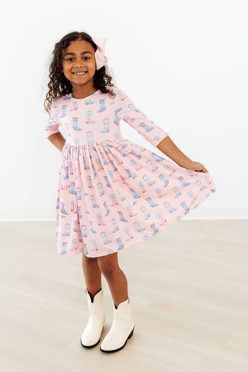 Ribbons & Rodeos 3/4 Sleeve Pocket Twirl Dress - Image 4