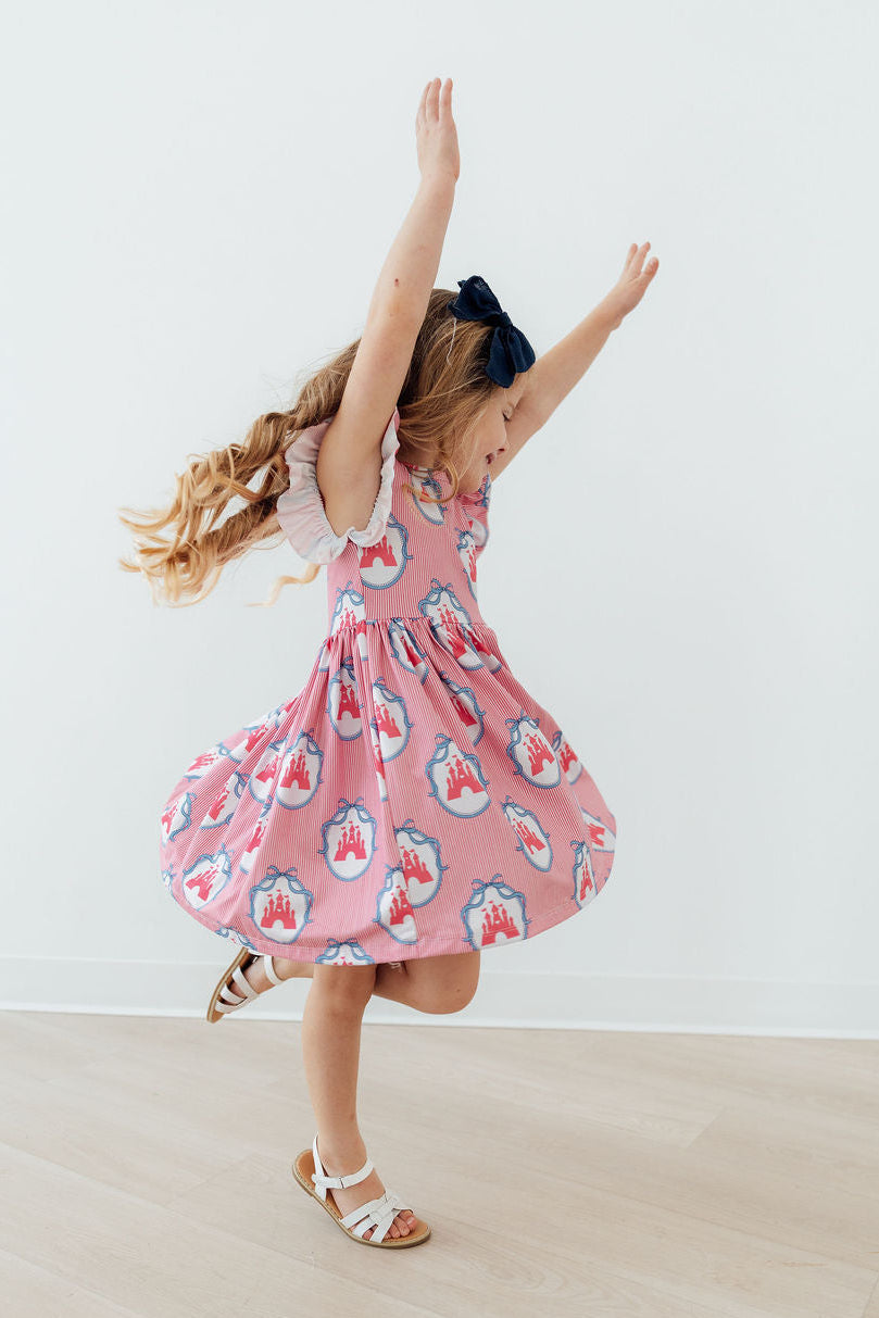 Once Upon a Castle Flutter Sleeve Twirl Dress - Image 4