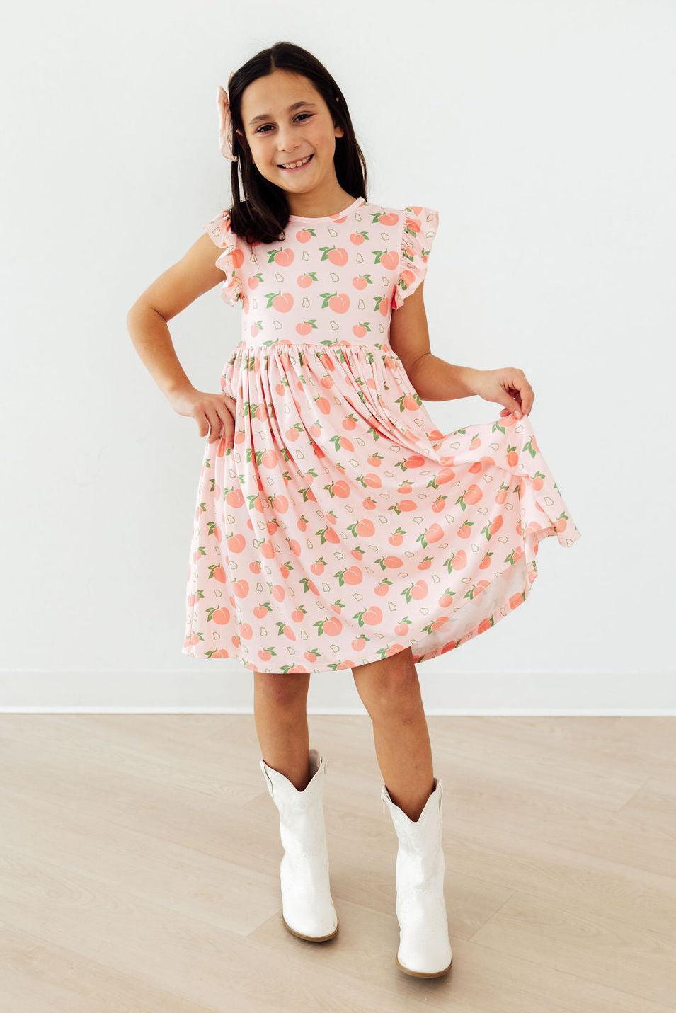 Georgia Peach Flutter Sleeve Twirl Dress - Image 3
