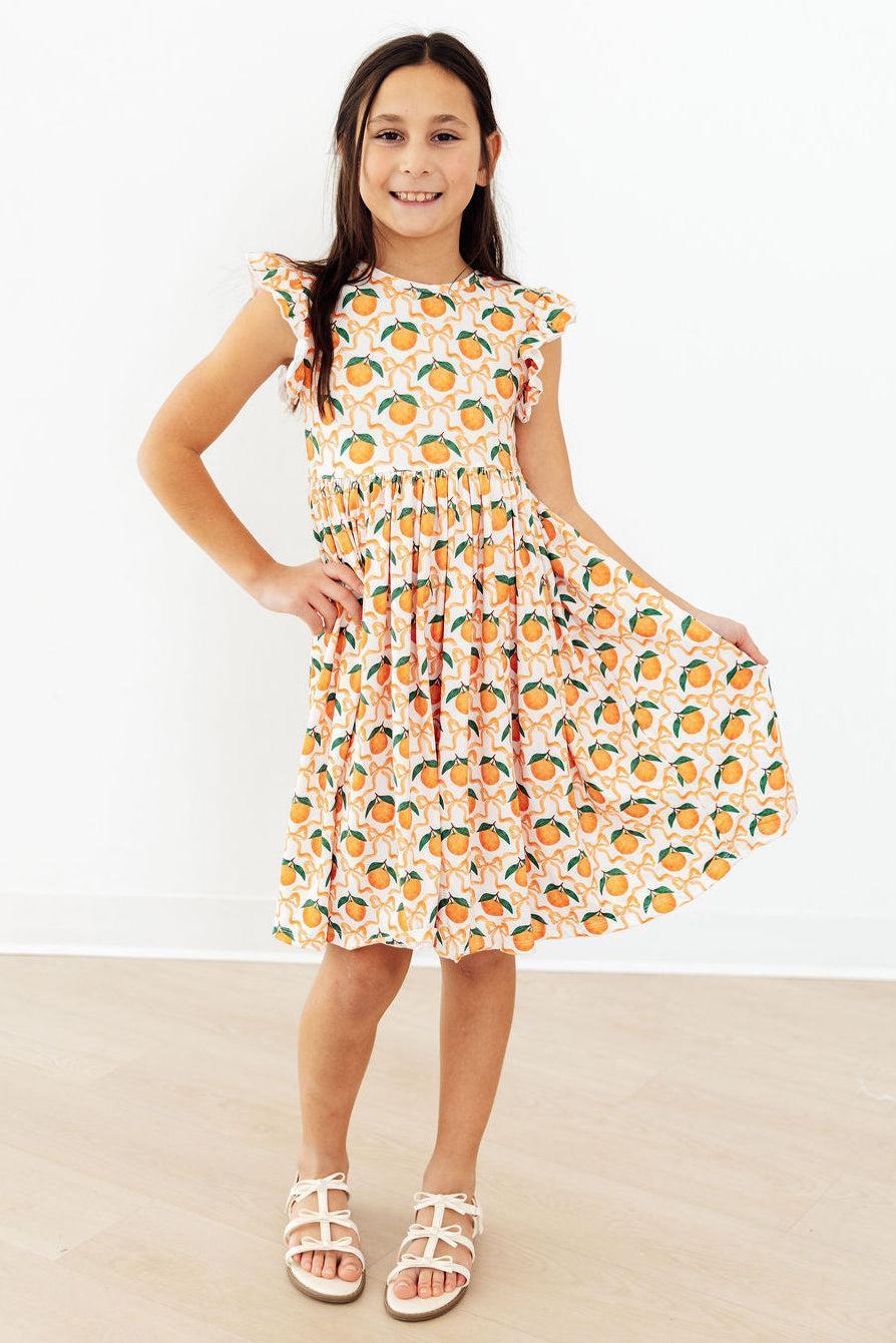 Orange Orchard Flutter Sleeve Twirl Dress - Image 2