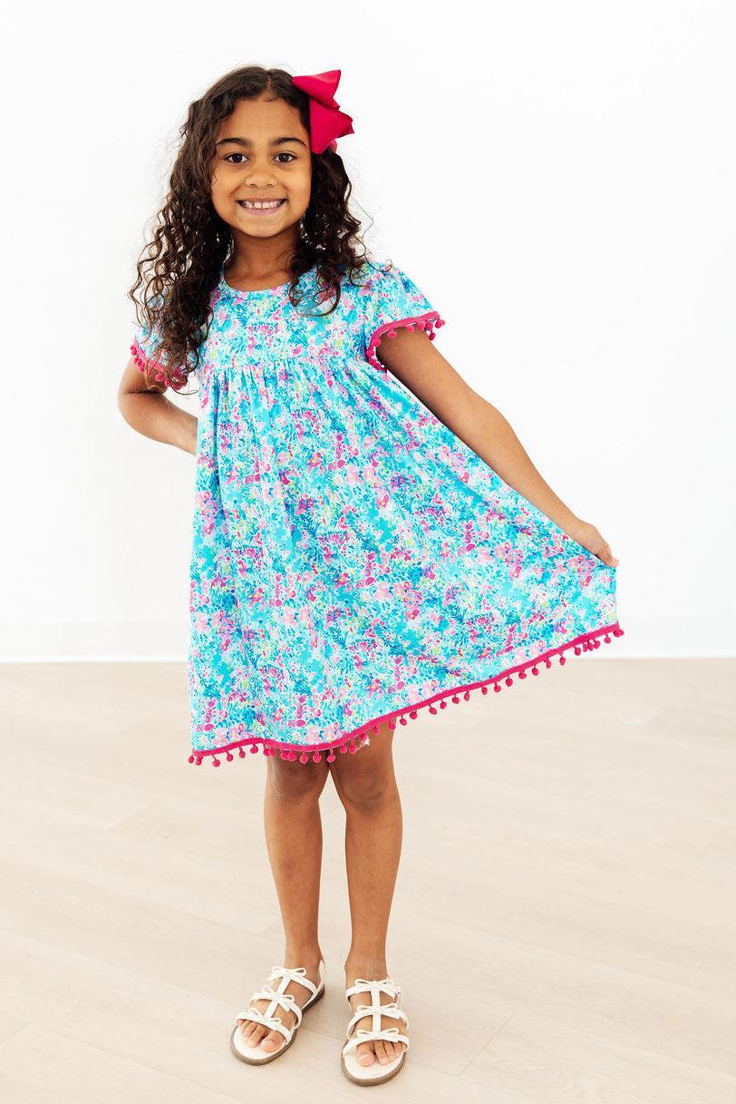 Aqua Garden Pom Pom Dress - Image 3