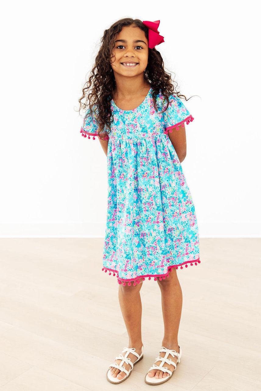 Aqua Garden Pom Pom Dress - Image 2
