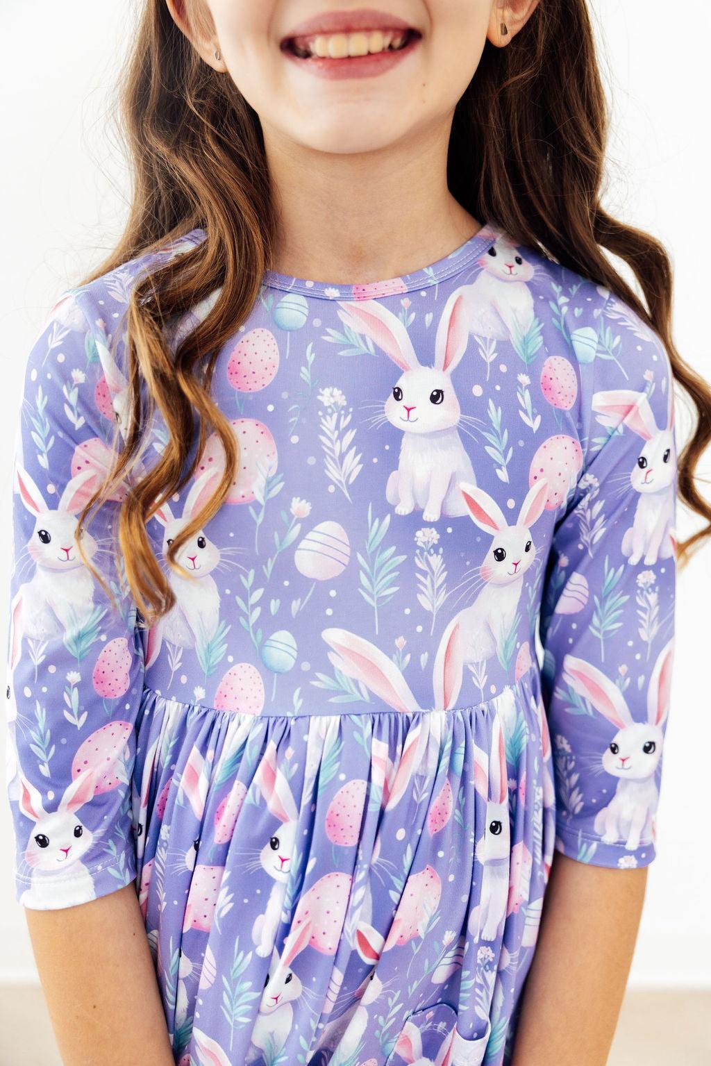 Beautiful Bunnies 3/4 Sleeve Pocket Twirl Dress - Image 2