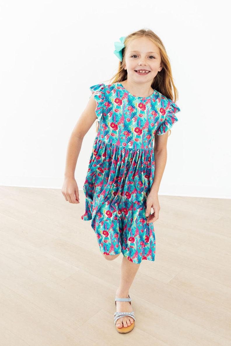 Lovely Llamas Flutter Sleeve Twirl Dress - Image 2