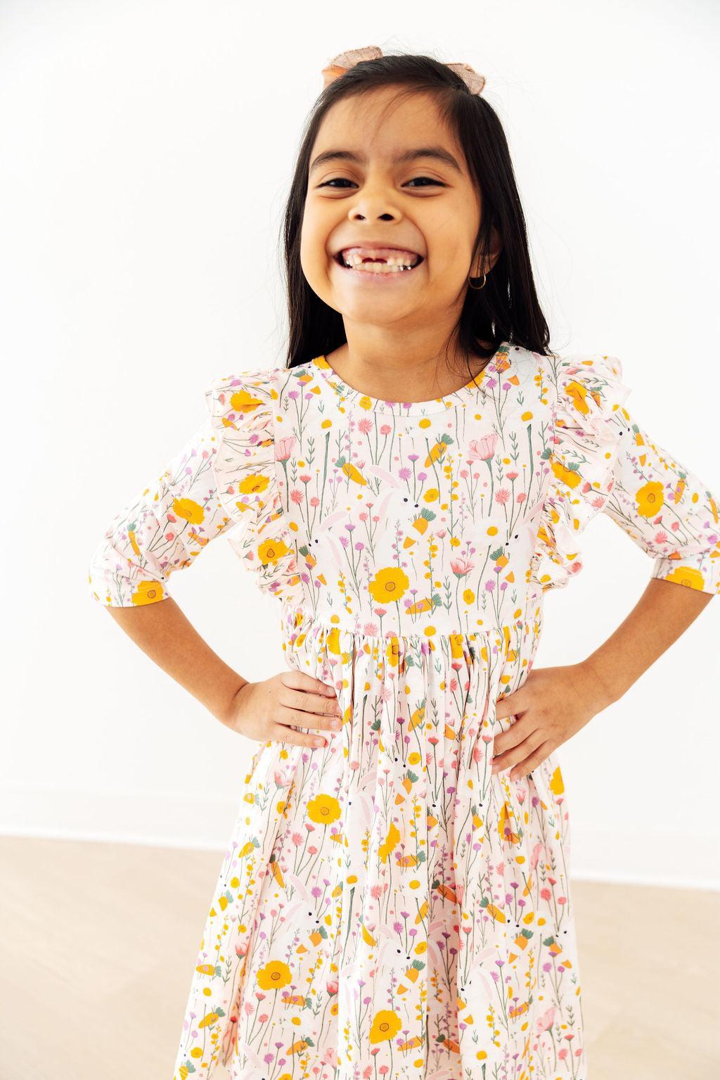 Carrot Cutie 3/4 Sleeve Ruffle Twirl Dress - Image 3