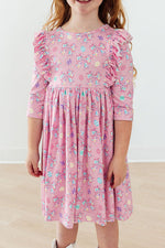 Little Bow Peeps 3/4 Sleeve Ruffle Twirl Dress - Image 5