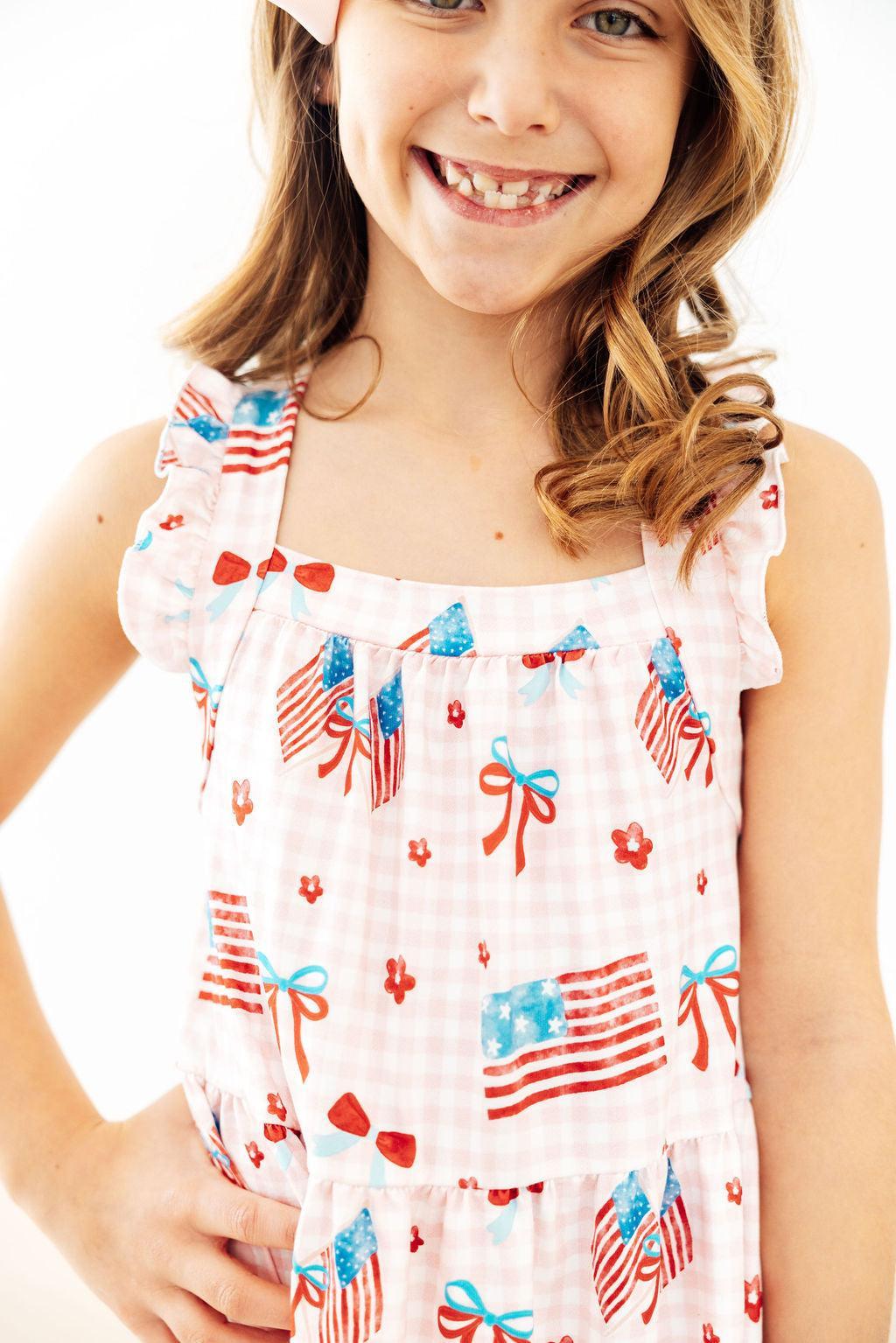 Fancy Flags Ruffle Cross Back Dress - Image 2
