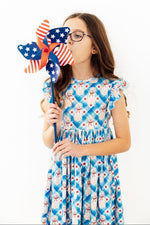 Star Spangled Pups Flutter Sleeve Twirl Dress - Image 2