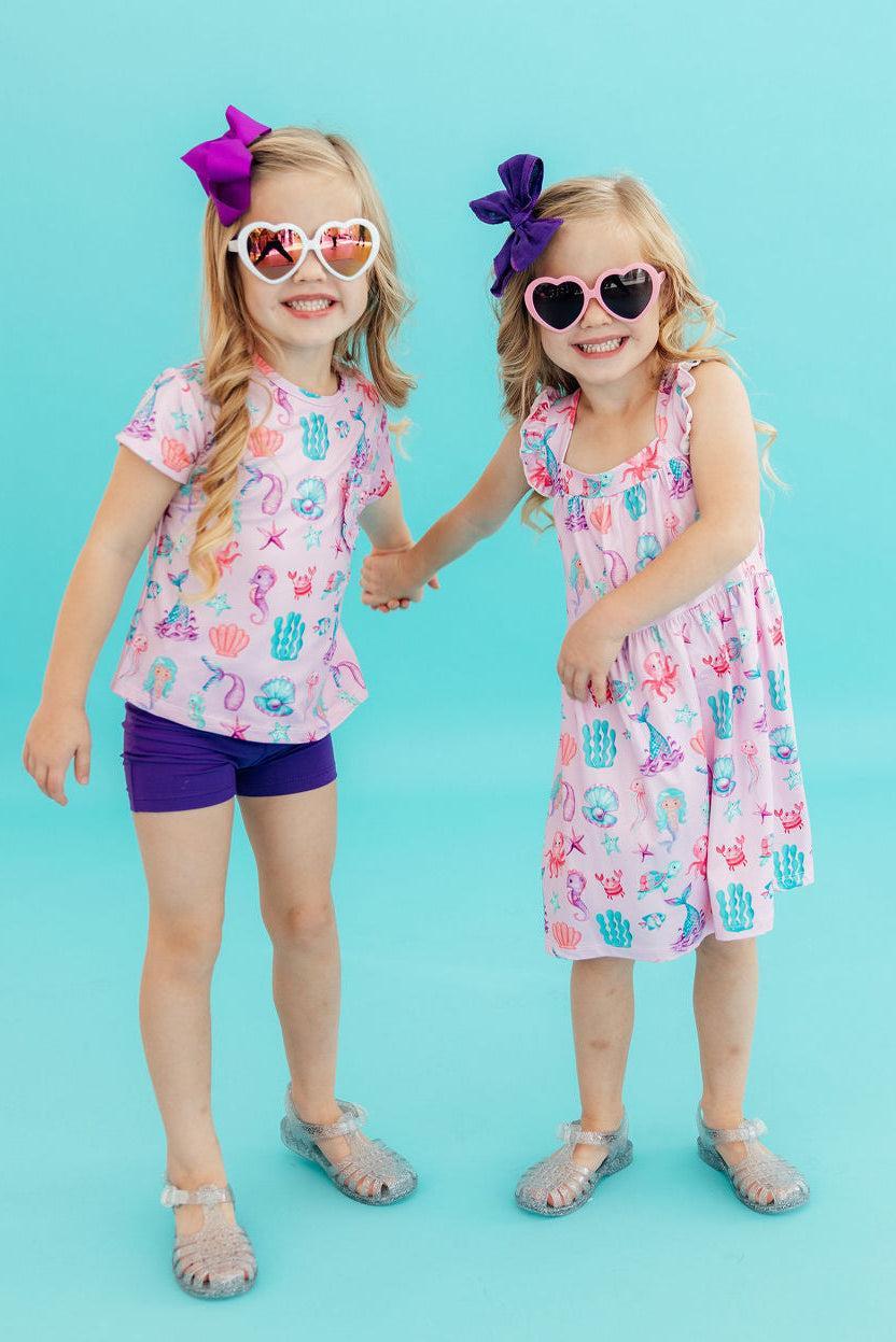 Under the Sea Ruffle Cross Back Dress - Image 2