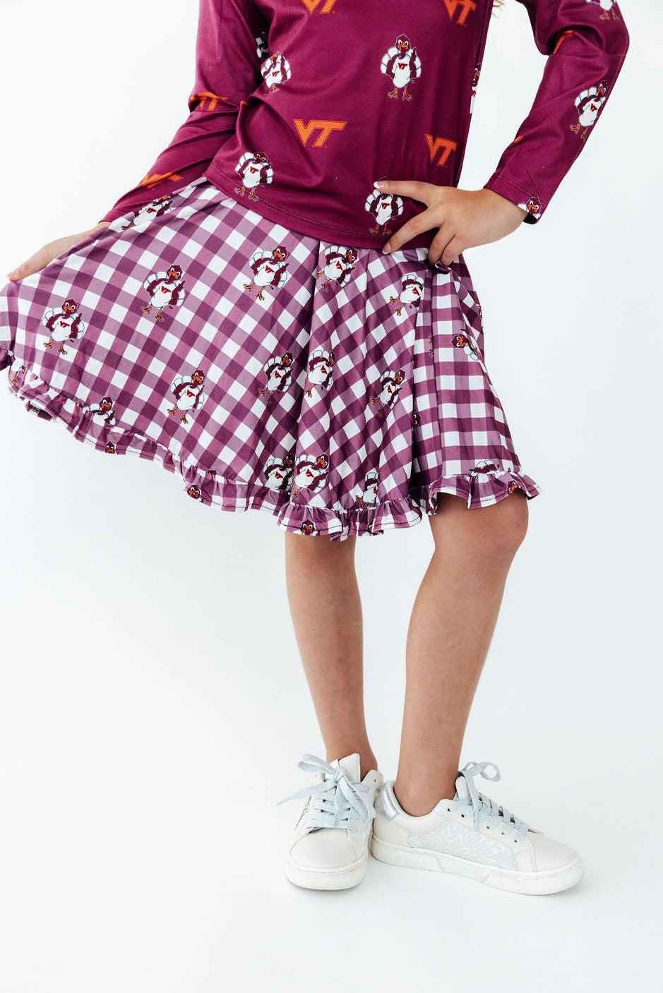 Virginia Tech Plaid Hokie Ruffle Twirl Skort