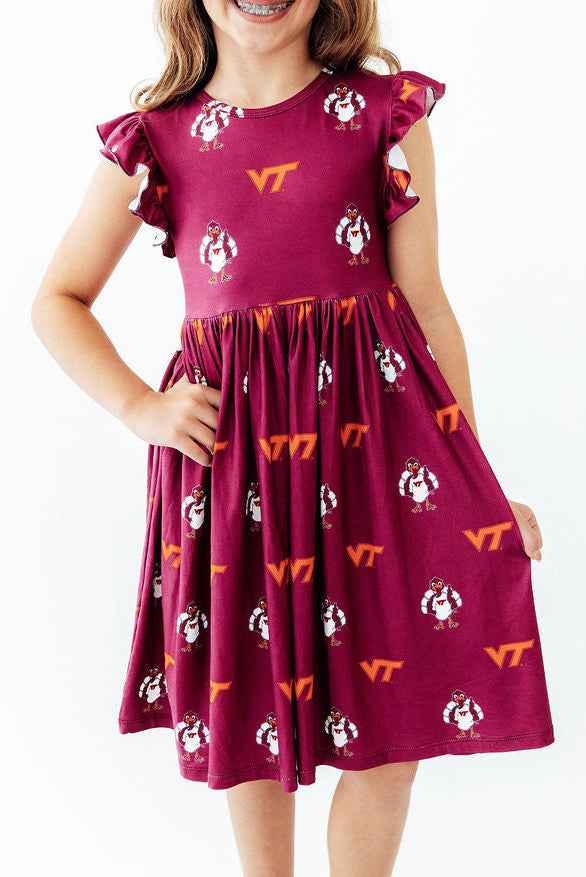 Virginia Tech Maroon Hokie Flutter Twirl Dress