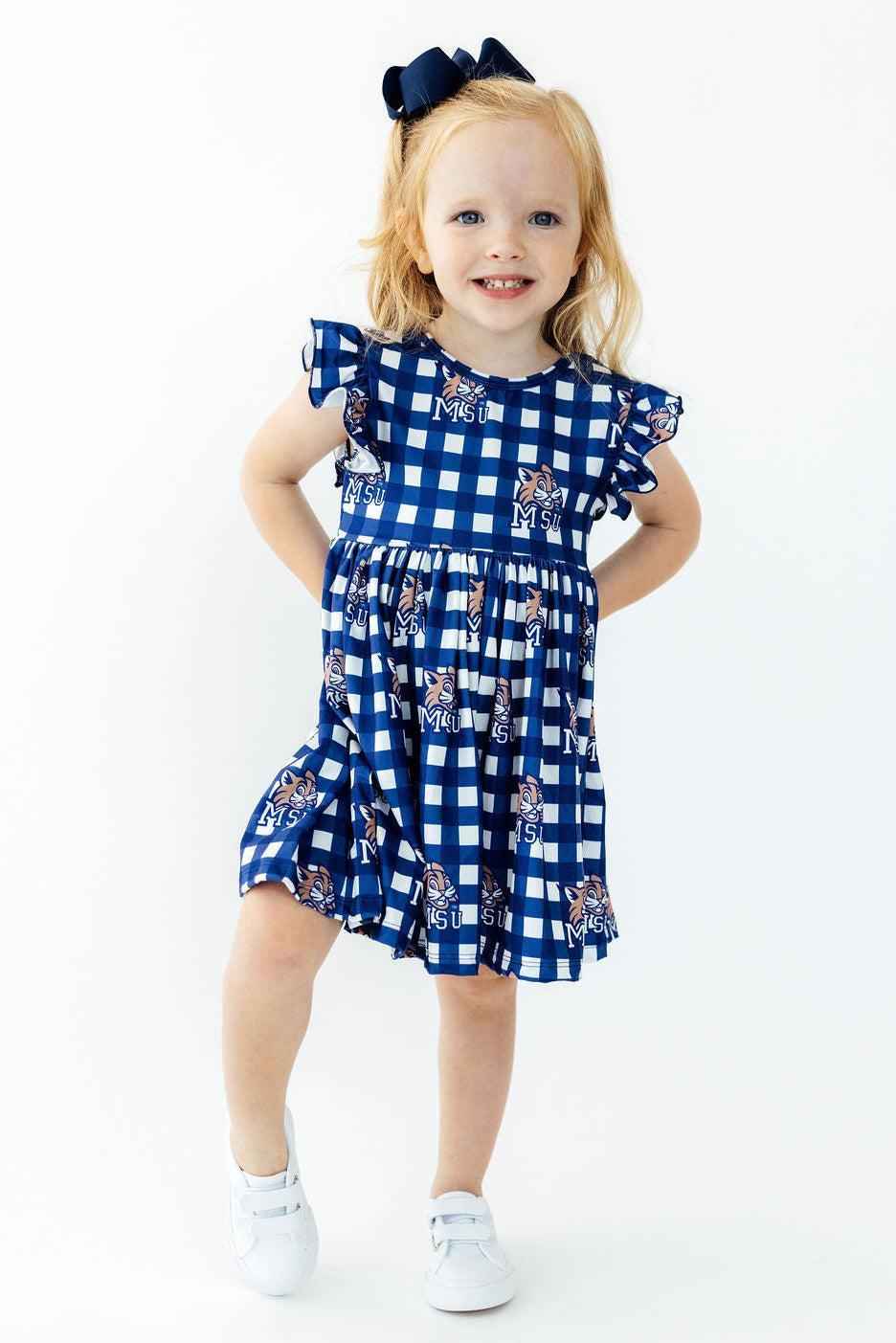 Montana State University Plaid Bobcat Flutter Twirl Dress