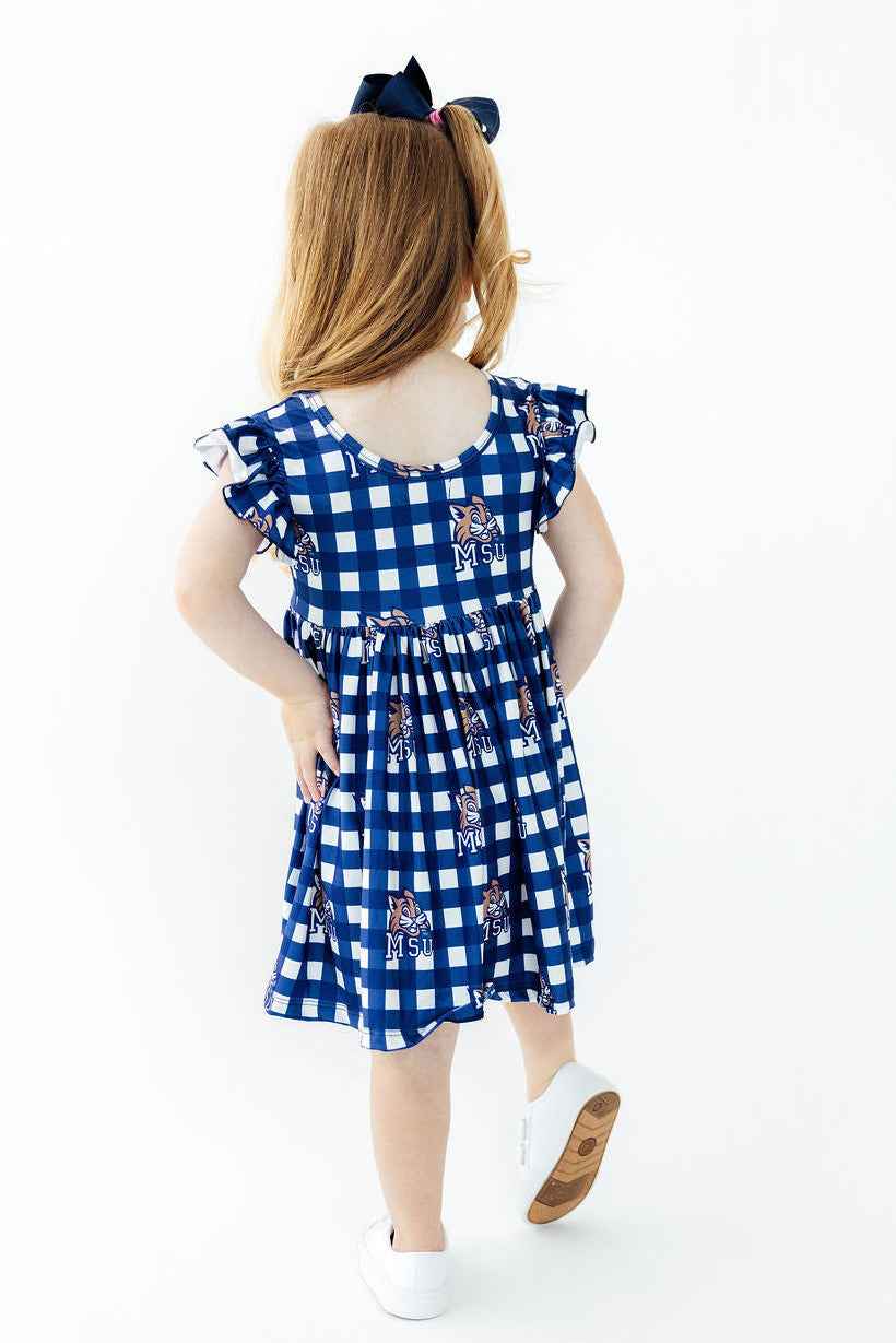 Montana State University Plaid Bobcat Flutter Twirl Dress