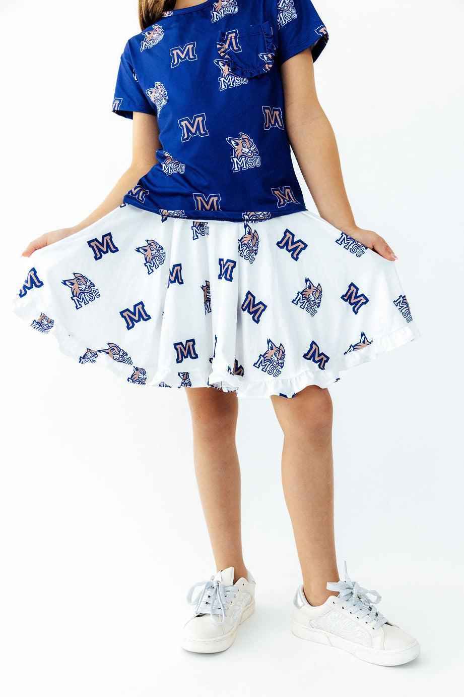 Montana State University White Bobcat Ruffle Twirl Skort