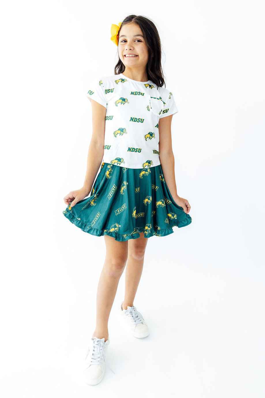 North Dakota State University White Bison Ruffle Pocket Tee