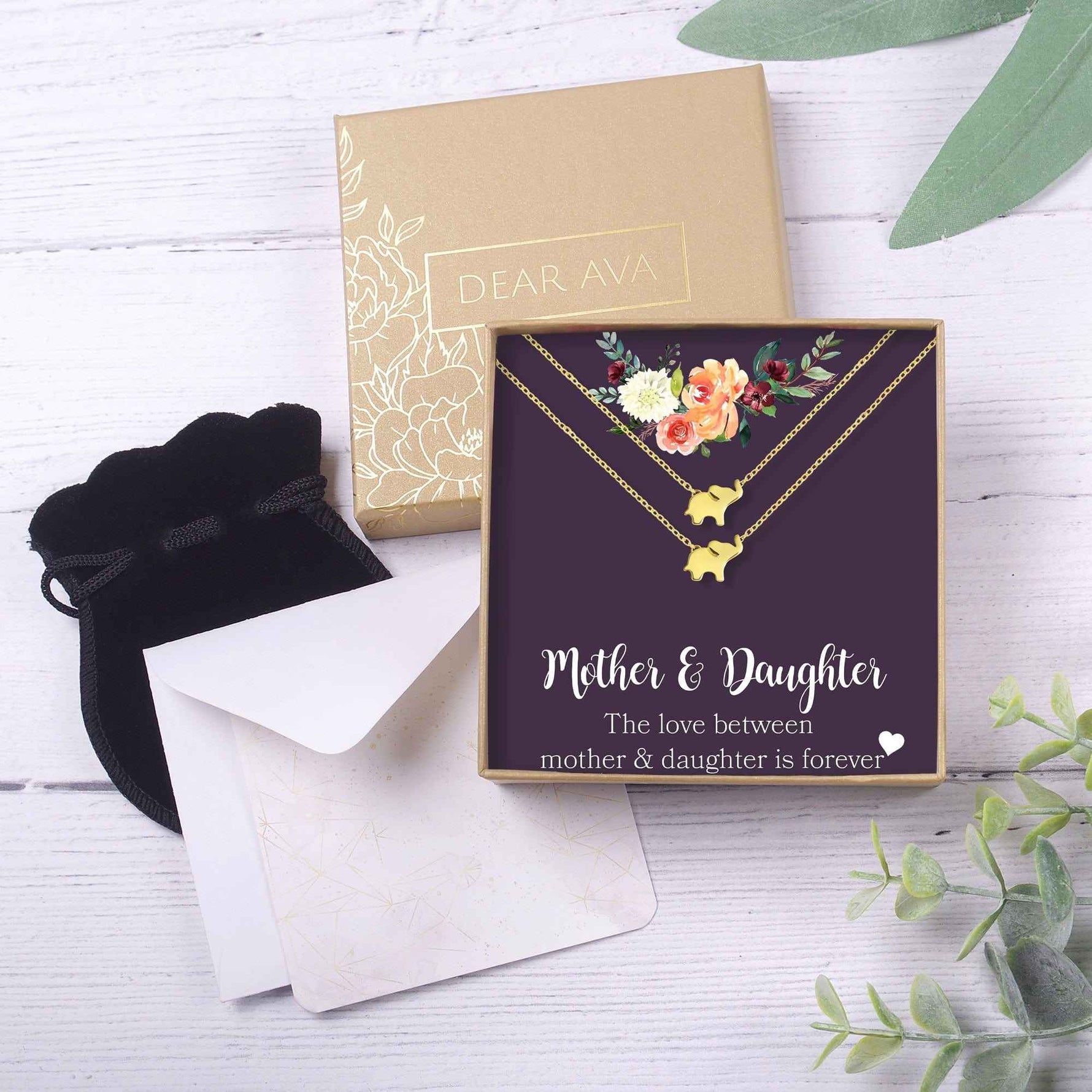 Mother & Daughter Elephant Necklace Set