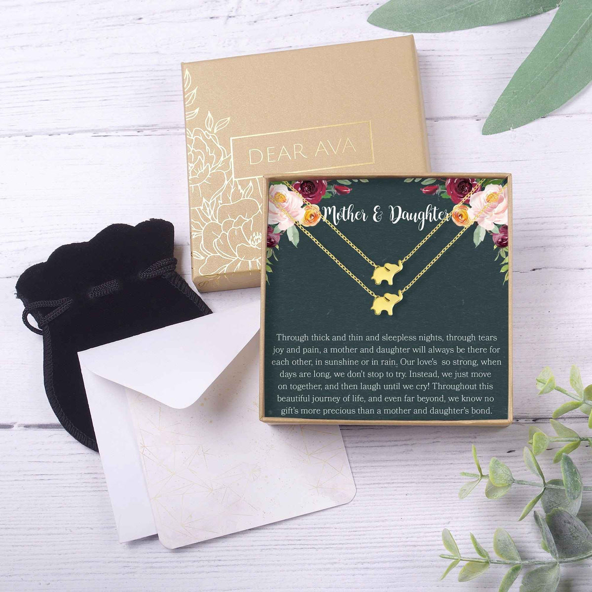 Mother & Daughter Elephant Necklace Set