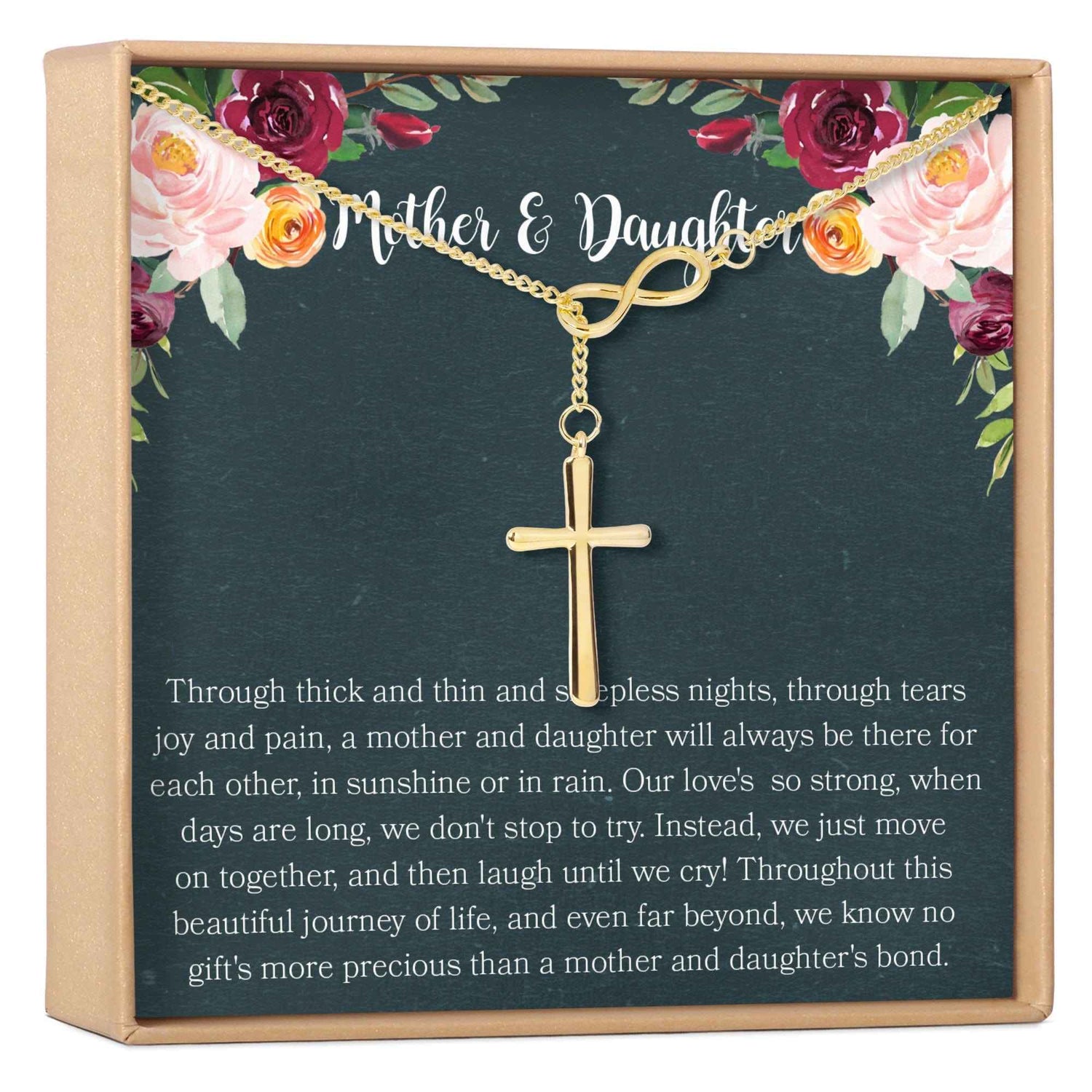 Mother & Daughter Infinity Cross  Necklace