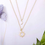 Mother & Daughter Sun and Moon Pendants Necklace Set