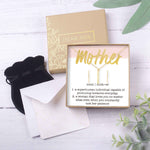 Mother Gold Bar Earring Threader and Necklace Jewelry Set