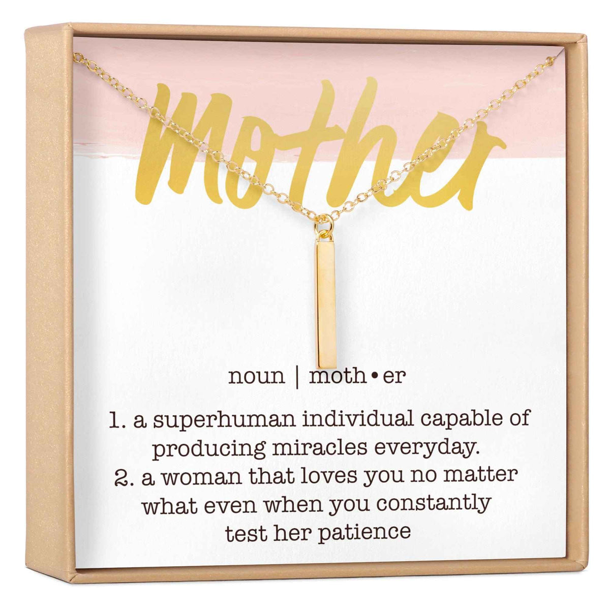 Mother Vertical Bar  Necklace