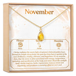 November Birthday Citrine Birthstone Necklace