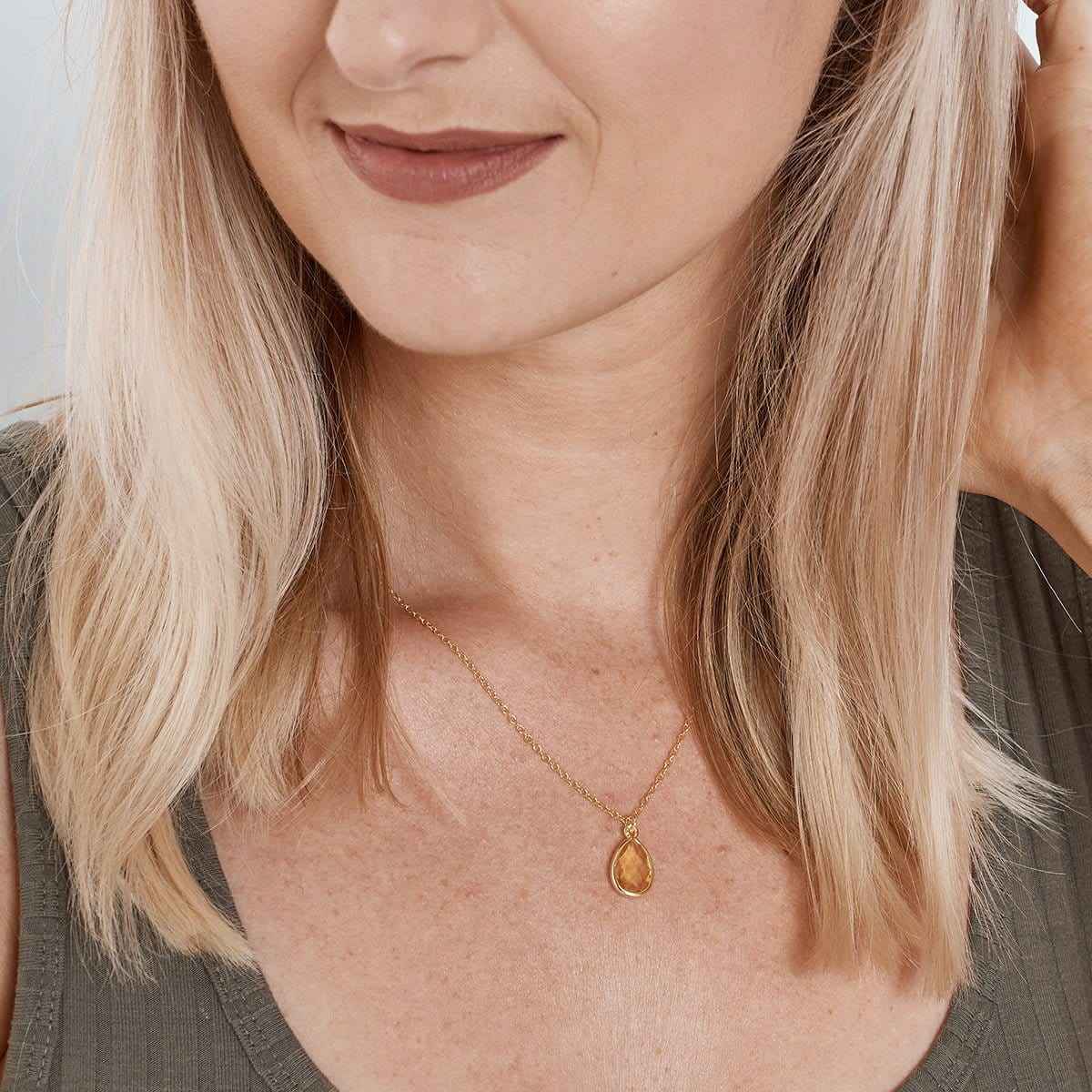 November Birthday Citrine Birthstone Necklace